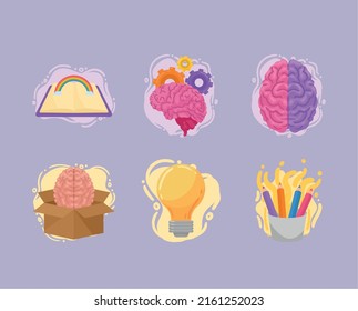 seis iconos de conjunto de arte creativo