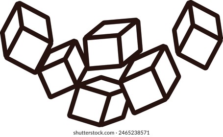 Six cubes line icon. Vector illustration
