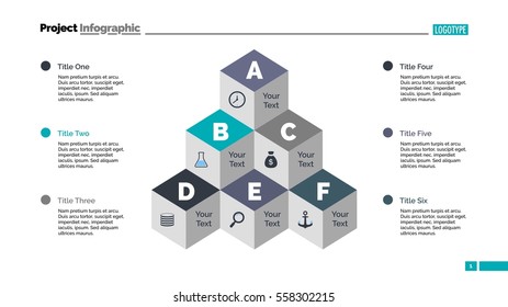 Six Cubes Pyramid Diagram Slide Template