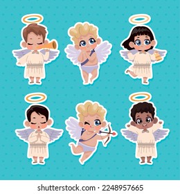 six cupid angels group characters