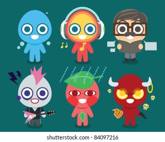 Six cute characters