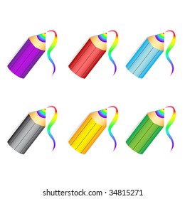 Six cute color pencils with rainbow lead