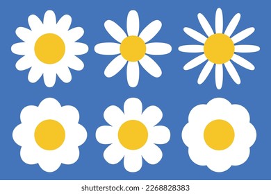Seis flores de margarita estilo plano vectorarte