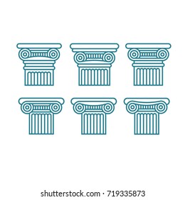 Six dark-blue antique contour columns