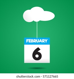 six date of february month on the cloud vector eps.10