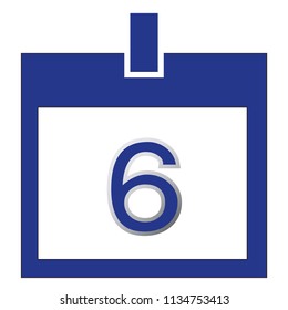 Six day calendar icon.Vector