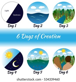 Six Days Creation Bible Creation Story Stock Vector (Royalty Free ...