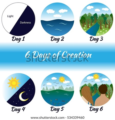 Six Days Of Creation Bible Creation Story Pictures Vector Il Ration Six Days Of Creation Bible Creation Story Pictures Vector Il Ration
