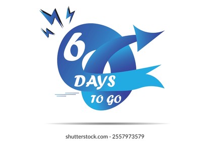 Six days to go count time banner, 6 days left label with blue colour. can be use for promotion, sale, landing page, template, web, mobile app, poster, banner, Vector eps 10