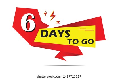 six days to go icon, s days to go lable and poster, last countdown icon and lable. sale price offer promotion deal timer. 6 days only icon. vector illustration in flat style design.