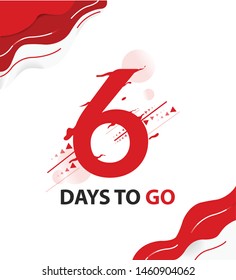 Six days to go. vector typography logotype illustration