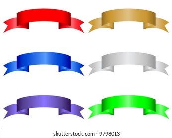 Six decorative color ribbon banner. Vector illustration (clipping path)