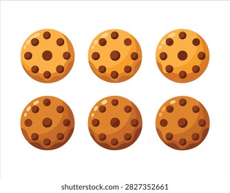Six delicious round chocolate chip cookies with crisscross pattern on top