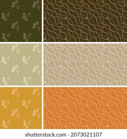 Six delightful pieces of matching interior fabrics. Seamless and endless prints for textiles, wallpapers. wrapping paper. Vector illustration.