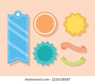 six design labels set icons