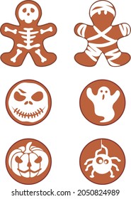 Six designs for Halloween gingerbread. Vector