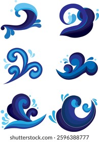Six designs of swirly waves