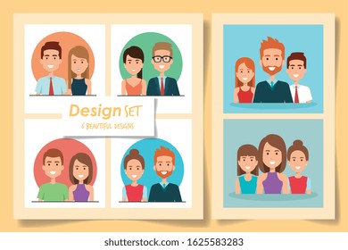 Six Designs Of Young People Vector Illustration Design