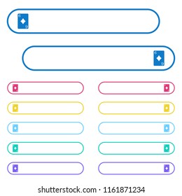 Six of diamonds card icons in rounded color menu buttons. Left and right side icon variations.