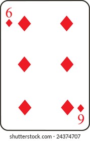 Six of Diamonds Vector Illustration