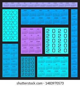 Six Different 2020 Creative Colorful Calendars in multiple configurations 