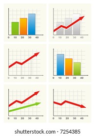 Six different business graph. Vector.