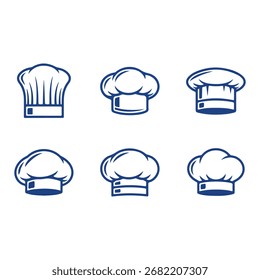 Seis diferentes chapéus Chef em um design de vetor simples