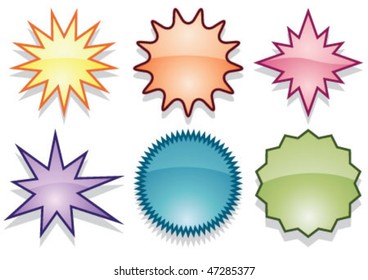 in six different color star and bubble