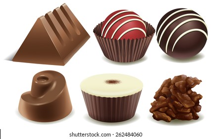 Six different design of chocolate