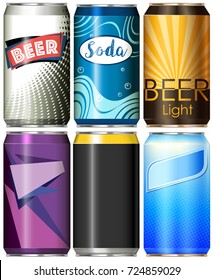 Six different designs for refreshments illustration