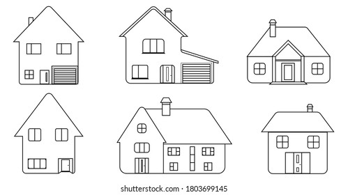 The six different houses. Vector illustration