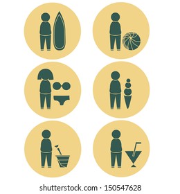six different icons of what you can do in summer
