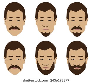 Six different possibilities for facial hair growth