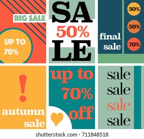 six different sale posters