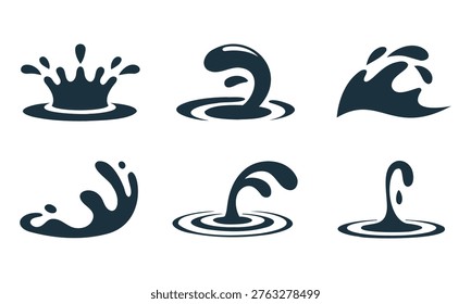 Six different splash icons in arowon white background