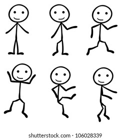 six different stick figure with different pose