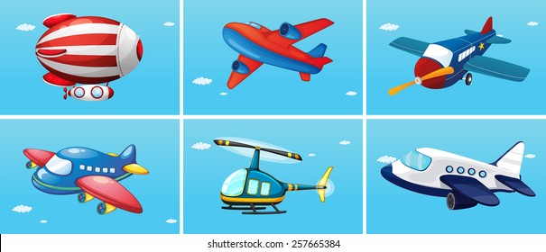 six different types of aircrafts