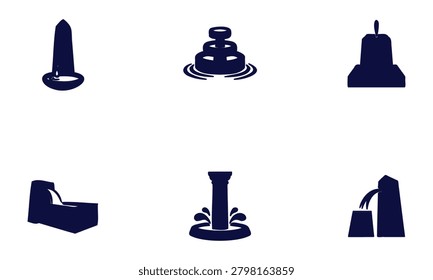 Six different types of fountains for decoration and design various water features