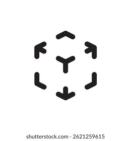 Six directional arrows expanding from center icon Vector