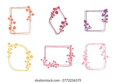 Six distinct floral frames appear on a clean white background.