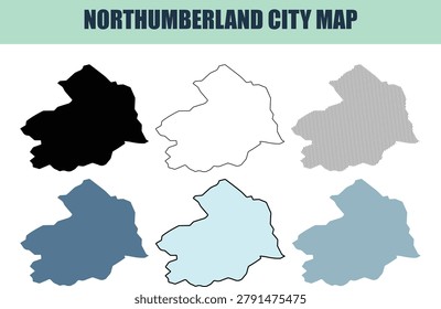 Six distinct representations of Northumberland's geographic area offering diverse design elements for urban planning and informational graphics.