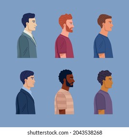 seis personajes del grupo masculino de diversidad