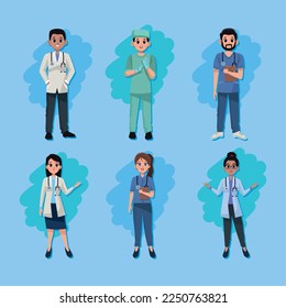 seis empleados médicos