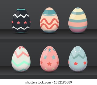 Six Easter Egg With Colorful Ornament Pattern