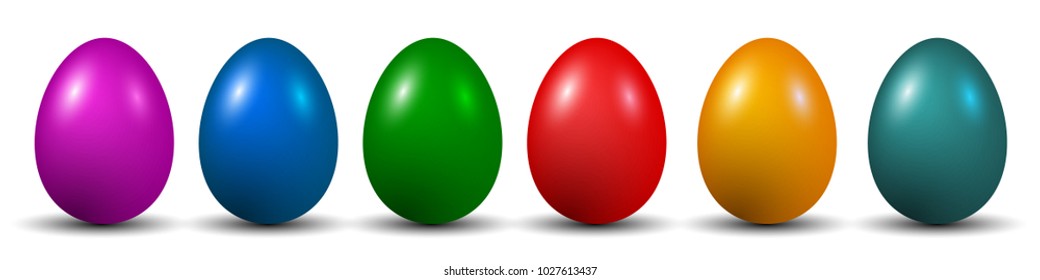 Six Easter eggs, collection of colored eggs, Easter symbol - stock vector