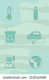 six eco friendly set icons