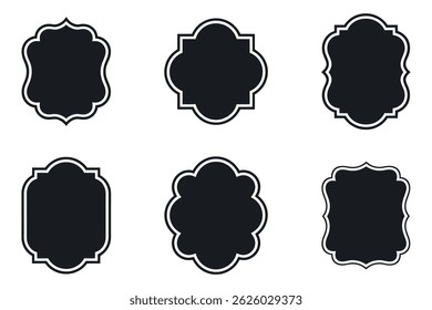 Seis elegantes, ornamentados quadros em preto e branco, perfeito para adicionar um toque de charme vintage aos seus projetos.