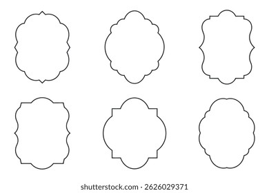 Seis marcos elegantes, adornados y en blanco en varias Formas perfectos para agregar texto o Imágenes. Ideal para proyectos de diseño, invitaciones y más.