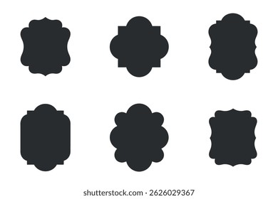 Six elegant, ornate silhouette frames perfect for adding a touch of vintage charm to your designs. Ideal for logos, invitations, and more.
