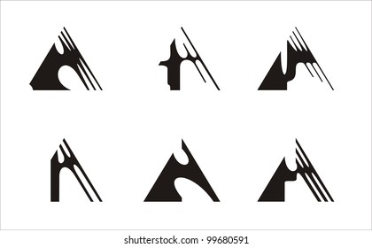 six elements constructed on the basis of the triangle, black and white